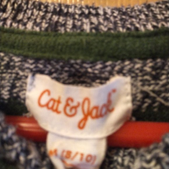 Cat & Jack boys holiday green striped sweater 8/10 - Picture 6 of 8